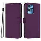 For Oukitel C32 Skin Feel Solid Color Leather Phone Case with Lanyard(Violet) - 2