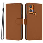 For Oukitel C33 Skin Feel Solid Color Leather Phone Case with Lanyard(Brown) - 2