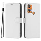 For Oukitel C33 Skin Feel Solid Color Leather Phone Case with Lanyard(White) - 2