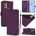 For Oukitel C33 Skin Feel Solid Color Leather Phone Case with Lanyard(Violet) - 1
