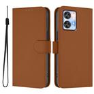 For Oukitel C35 Skin Feel Solid Color Leather Phone Case with Lanyard(Brown) - 2