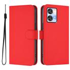 For Oukitel C35 Skin Feel Solid Color Leather Phone Case with Lanyard(Red) - 2