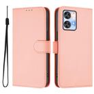For Oukitel C35 Skin Feel Solid Color Leather Phone Case with Lanyard(Pink) - 2