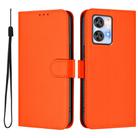 For Oukitel C35 Skin Feel Solid Color Leather Phone Case with Lanyard(Orange) - 2