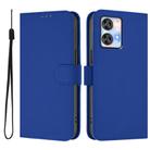 For Oukitel C35 Skin Feel Solid Color Leather Phone Case with Lanyard(Dark Blue) - 2