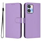 For Oukitel C35 Skin Feel Solid Color Leather Phone Case with Lanyard(Lavender Purple) - 2