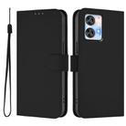 For Oukitel C35 Skin Feel Solid Color Leather Phone Case with Lanyard(Black) - 2
