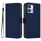 For Oukitel C35 Skin Feel Solid Color Leather Phone Case with Lanyard(Navy Blue) - 2