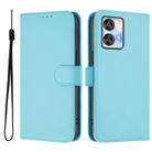 For Oukitel C35 Skin Feel Solid Color Leather Phone Case with Lanyard(Sky Blue) - 2