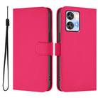 For Oukitel C35 Skin Feel Solid Color Leather Phone Case with Lanyard(Rose Red) - 2