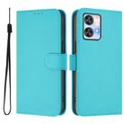 For Oukitel C35 Skin Feel Solid Color Leather Phone Case with Lanyard(Lake Blue) - 2