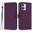 For Oukitel C35 Skin Feel Solid Color Leather Phone Case with Lanyard(Violet) - 2