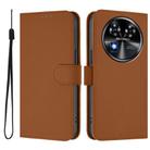 For Oukitel C37 Skin Feel Solid Color Leather Phone Case with Lanyard(Brown) - 2