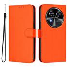For Oukitel C37 Skin Feel Solid Color Leather Phone Case with Lanyard(Orange) - 2