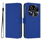 For Oukitel C37 Skin Feel Solid Color Leather Phone Case with Lanyard(Dark Blue) - 2