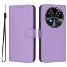 For Oukitel C37 Skin Feel Solid Color Leather Phone Case with Lanyard(Lavender Purple) - 2