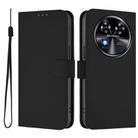 For Oukitel C37 Skin Feel Solid Color Leather Phone Case with Lanyard(Black) - 2