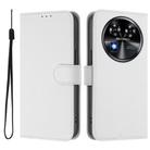 For Oukitel C37 Skin Feel Solid Color Leather Phone Case with Lanyard(White) - 2