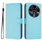 For Oukitel C37 Skin Feel Solid Color Leather Phone Case with Lanyard(Sky Blue) - 2