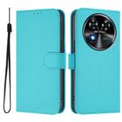 For Oukitel C37 Skin Feel Solid Color Leather Phone Case with Lanyard(Lake Blue) - 2