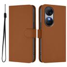 For Oukitel C38 Skin Feel Solid Color Leather Phone Case with Lanyard(Brown) - 2