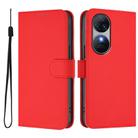 For Oukitel C38 Skin Feel Solid Color Leather Phone Case with Lanyard(Red) - 2