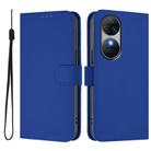 For Oukitel C38 Skin Feel Solid Color Leather Phone Case with Lanyard(Dark Blue) - 2