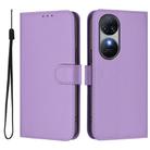 For Oukitel C38 Skin Feel Solid Color Leather Phone Case with Lanyard(Lavender Purple) - 2