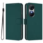 For Oukitel C38 Skin Feel Solid Color Leather Phone Case with Lanyard(Dark Green) - 2