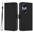 For Oukitel C38 Skin Feel Solid Color Leather Phone Case with Lanyard(Black) - 2