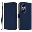 For Oukitel C38 Skin Feel Solid Color Leather Phone Case with Lanyard(Navy Blue) - 2