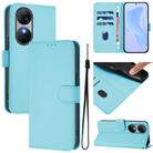 For Oukitel C38 Skin Feel Solid Color Leather Phone Case with Lanyard(Sky Blue) - 1