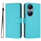 For Oukitel C38 Skin Feel Solid Color Leather Phone Case with Lanyard(Lake Blue) - 2