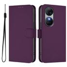 For Oukitel C38 Skin Feel Solid Color Leather Phone Case with Lanyard(Violet) - 2