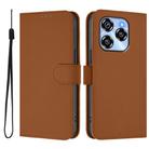 For Oukitel C50 Skin Feel Solid Color Leather Phone Case with Lanyard(Brown) - 2