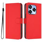 For Oukitel C50 Skin Feel Solid Color Leather Phone Case with Lanyard(Red) - 2