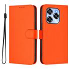 For Oukitel C50 Skin Feel Solid Color Leather Phone Case with Lanyard(Orange) - 2