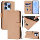For Oukitel C50 Skin Feel Solid Color Leather Phone Case with Lanyard(Nude) - 1