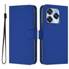 For Oukitel C50 Skin Feel Solid Color Leather Phone Case with Lanyard(Dark Blue) - 2