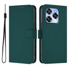 For Oukitel C50 Skin Feel Solid Color Leather Phone Case with Lanyard(Dark Green) - 2