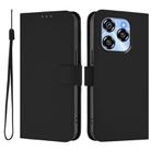 For Oukitel C50 Skin Feel Solid Color Leather Phone Case with Lanyard(Black) - 2