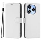 For Oukitel C50 Skin Feel Solid Color Leather Phone Case with Lanyard(White) - 2