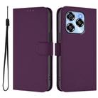 For Oukitel C50 Skin Feel Solid Color Leather Phone Case with Lanyard(Violet) - 2