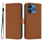 For Oukitel C51 Skin Feel Solid Color Leather Phone Case with Lanyard(Brown) - 2