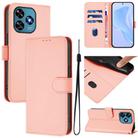 For Oukitel C51 Skin Feel Solid Color Leather Phone Case with Lanyard(Pink) - 1