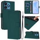 For Oukitel C51 Skin Feel Solid Color Leather Phone Case with Lanyard(Dark Green) - 1