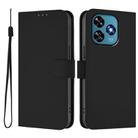 For Oukitel C51 Skin Feel Solid Color Leather Phone Case with Lanyard(Black) - 2