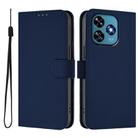 For Oukitel C51 Skin Feel Solid Color Leather Phone Case with Lanyard(Navy Blue) - 2
