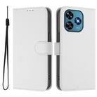 For Oukitel C51 Skin Feel Solid Color Leather Phone Case with Lanyard(White) - 2