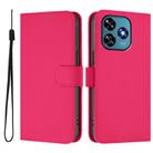 For Oukitel C51 Skin Feel Solid Color Leather Phone Case with Lanyard(Rose Red) - 2
